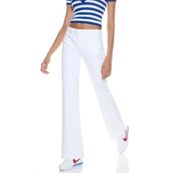 Alice + Olivia Denim - Alice + Olivia Sebastian Patch Pocket Flare Jeans White Size 29